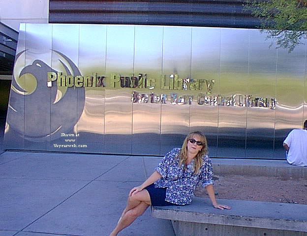 Pic #1Amy at the library and B.O.B.