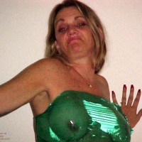 Pic #1Fishnets, Saran Wrap and Wine Bottle!