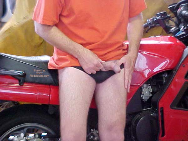 Pic #1M* Shaved Male On a Motorcycle