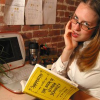 Laptop Glasses - Glasses, Lesbian , Laptop Glasses, Sappho Book, Librarian Chick, Pinky In Mouth Lesbian, Lesbian Librarian, Straight Hair, Tied Up Shirt