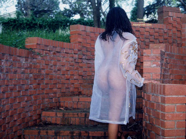 See Thru Outside - Long Hair, Nude Outdoors , See Thru Outside, Long Black Hair, See Thru Coat, Back View