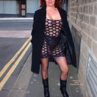 Sue Flashing In See Thru Dress