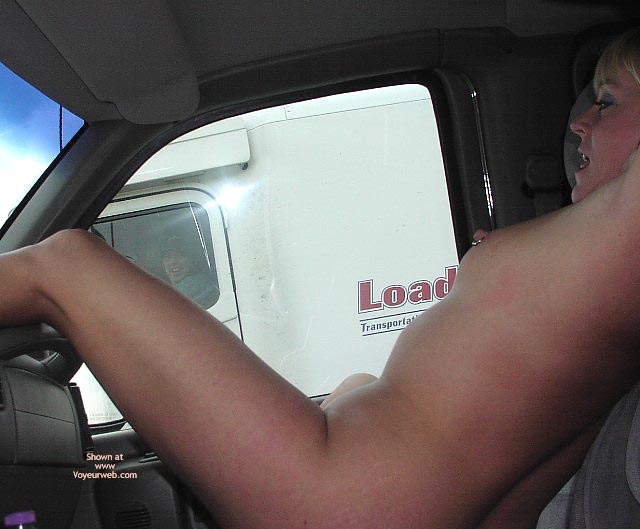 Nipple Piercing - Flashing, Pierced Nipples , Nipple Piercing, Nude On Highway, Trucker Flashing, Naked In Vehicle, Pierced Nipple