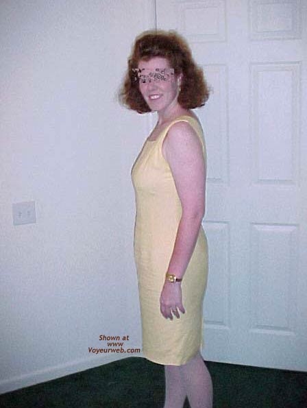 Pic #1Redhead Housewife In Yellow Dress 1
