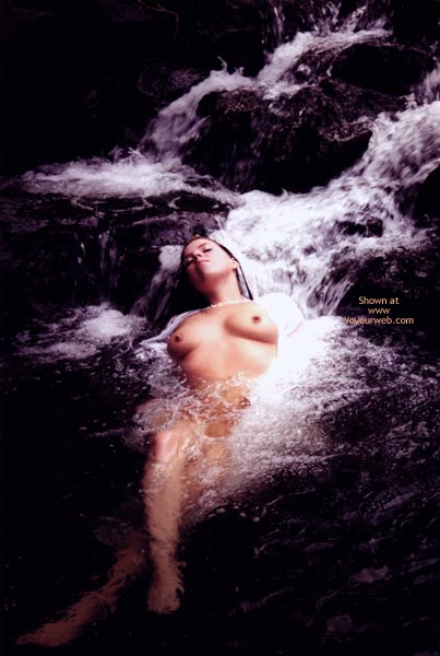 Refreshing A Hot Body - Bath , Refreshing A Hot Body, Laying In Stream, Sweet Bath, Big Breasted Brunette In Waterfall