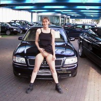 Flashing At A Dealership - Black Dress, Boots, Exposed In Public