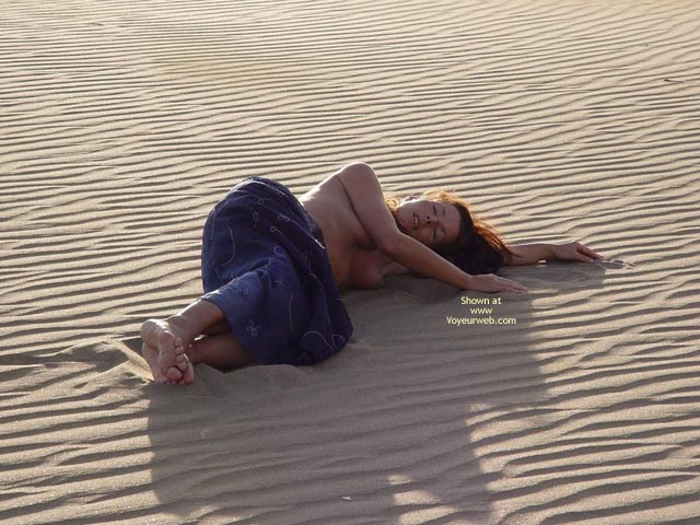 Long Red Hair - Large Breasts, Long Hair, Topless , Long Red Hair, Desert Girl, Reclining On Sand, Topless, Large Breasts