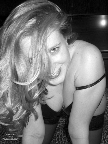 Black And White - Black And White, Bra, Cleavage, Stockings , Black And White, Black Stockings, Black Bra, Cleavage, Sultry, Lace Top Thigh Highs