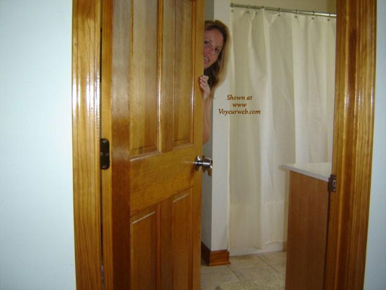 Pic #1 Nude Wife on heels Behind The Door