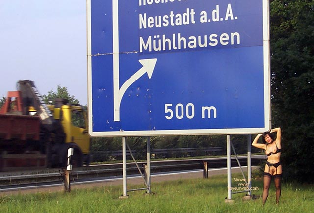 Garter - Nude In Public, Stockings , Garter, In Public, Sign, Black Stockings, Cupless Bra