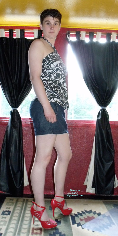 Pic #1 Nude Wife on heels Stripping In Front Of Window