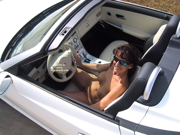 Happy Drive - Sunglasses , Happy Drive, Nude View From Above, Nude In Convertible, Sunglasses, Totally Naked, Driving