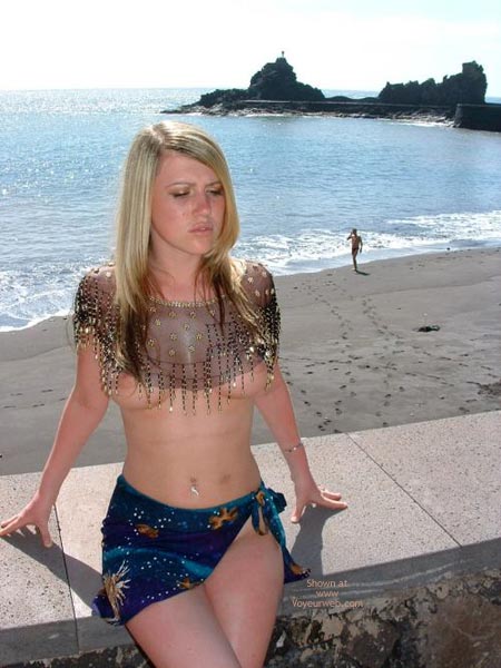 Hot Blond By Beach , Hot Blond By Beach, Blue Sarong