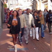 Flashing Tits In Public , Flashing Tits In Public, Exhibitionist Girl, Public Titts, Tits In Public, White Boots, Leather Jacket