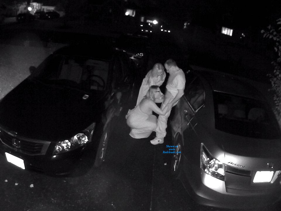 Pic #1Imagine When I Saw This On My Security Cameras - Blonde, Blowjob, Outdoors