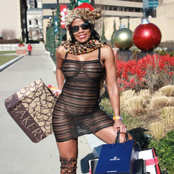 Pic #1Holiday Shopping - See Through, Pussy, Public Exhibitionist, Flashing, Ebony, Big Tits, Wife/wives
