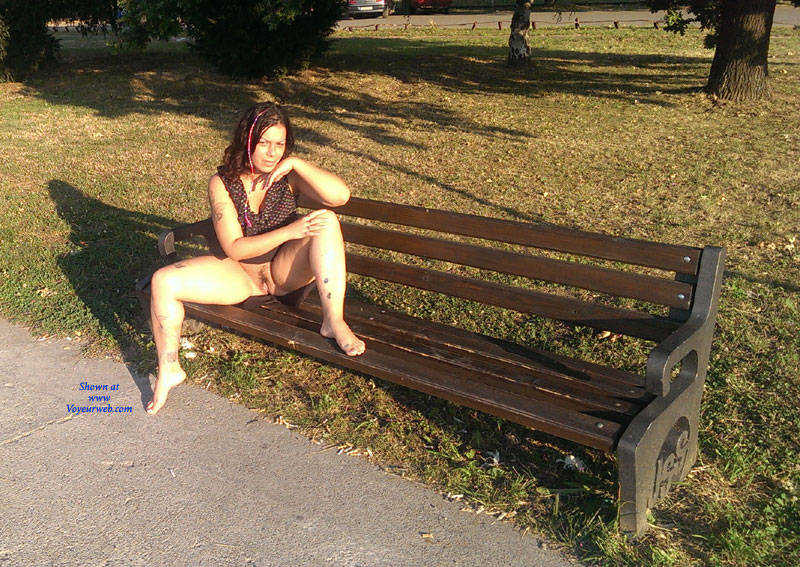 Pic #1Summer Evening On Danube - Brunette, Public Exhibitionist, Public Place, Tattoos