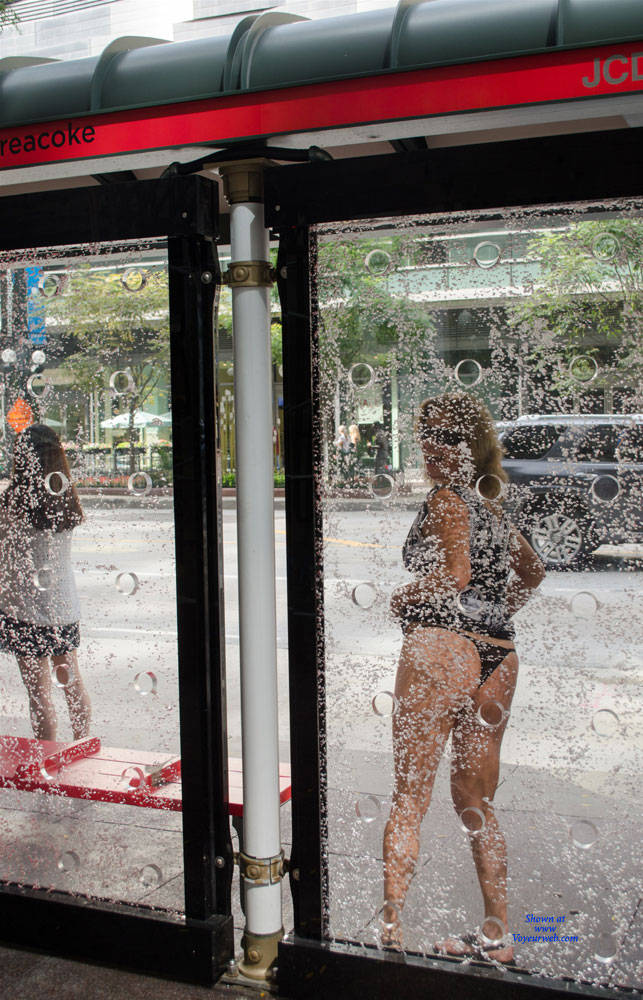 Pic #1Flashing At The Bus Stop - Flashing, Public Exhibitionist, Public Place