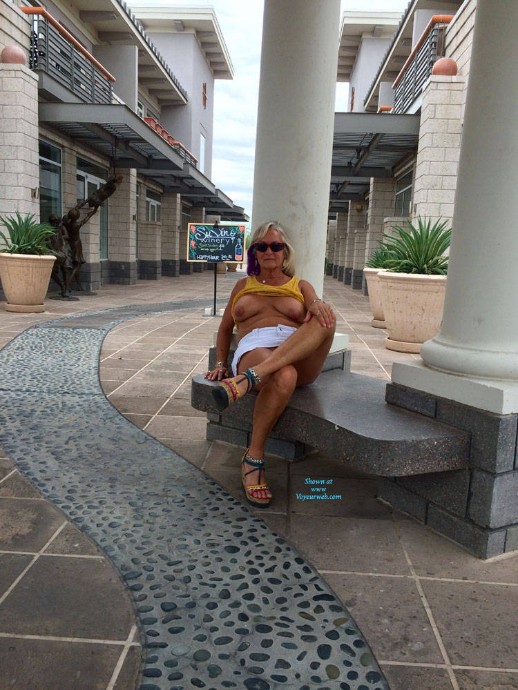 Pic #1Lunch Time With A Friend - Public Place, Public Exhibitionist, Flashing, Blonde, Big Tits, Wife/wives