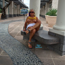 Pic #1Lunch Time With A Friend - Public Place, Public Exhibitionist, Flashing, Blonde, Big Tits, Wife/wives