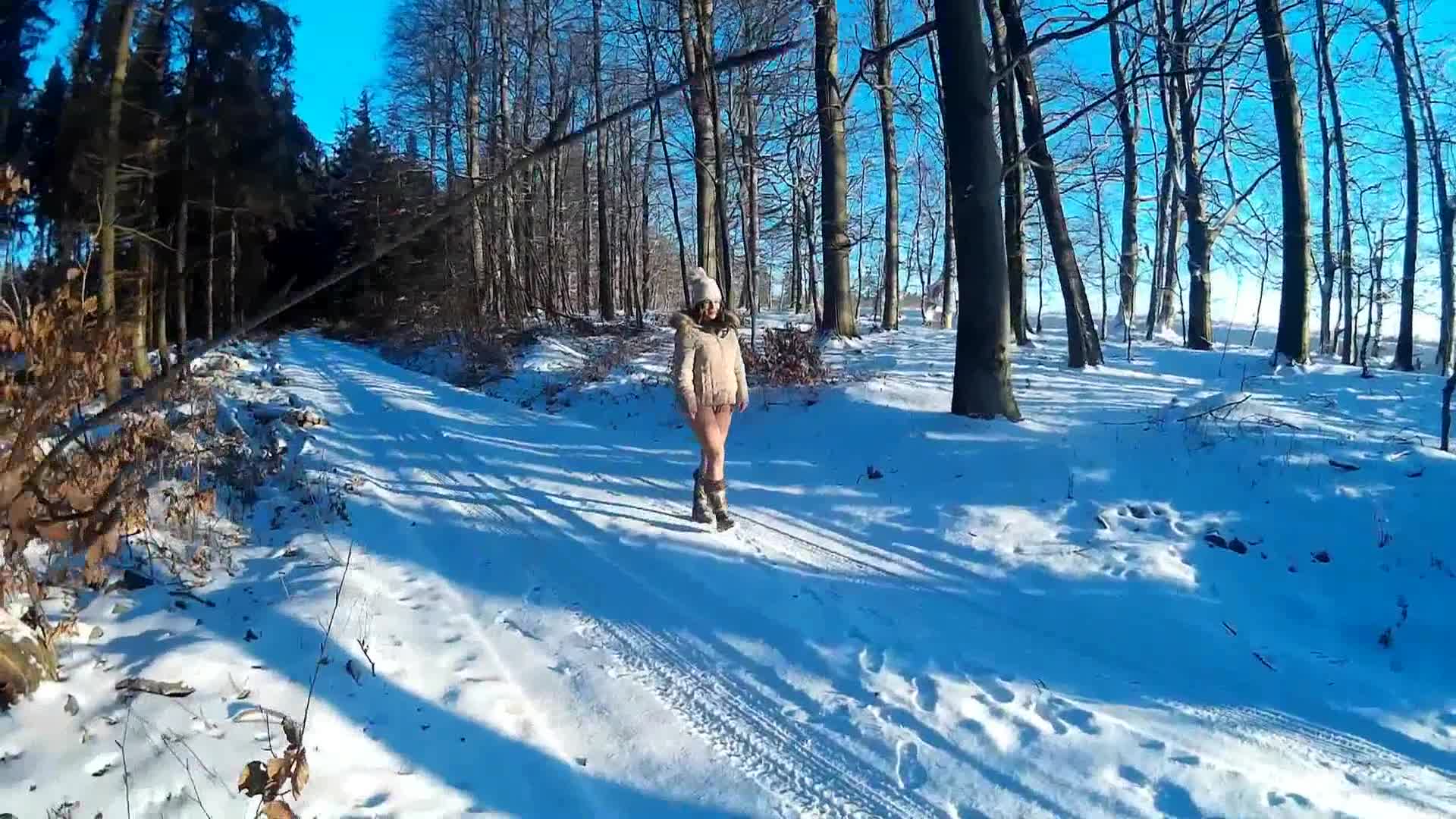 Pic #1Winter Walk - Big Tits, Brunette, Nature, Shaved