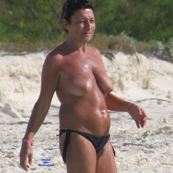 Pic #1Topless Milf At The Beach - Beach Voyeur, Brunette