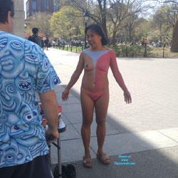 Pic #1Naked In NYC... Broad Daylight  - Big Tits, Brunette, Public Exhibitionist, Public Place