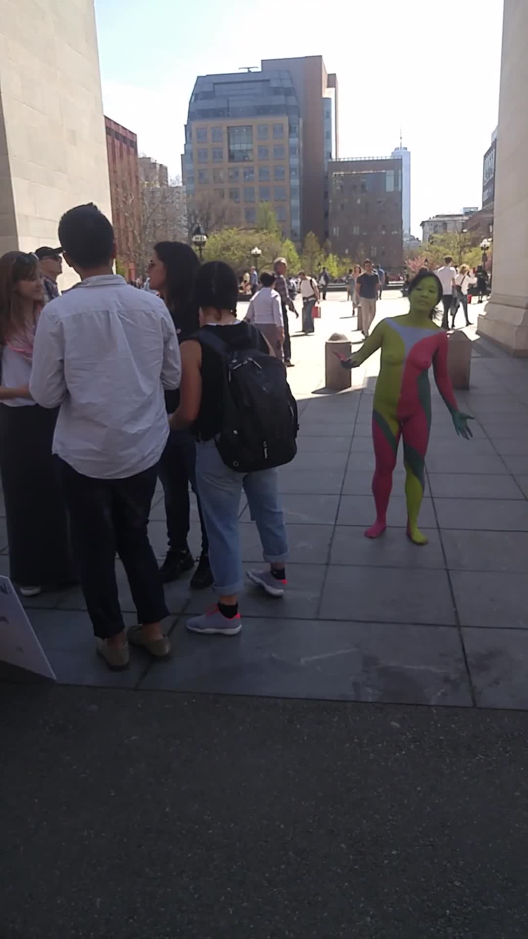Pic #1Naked In NYC Broad Daylight Video  - Brunette, Public Exhibitionist, Public Place