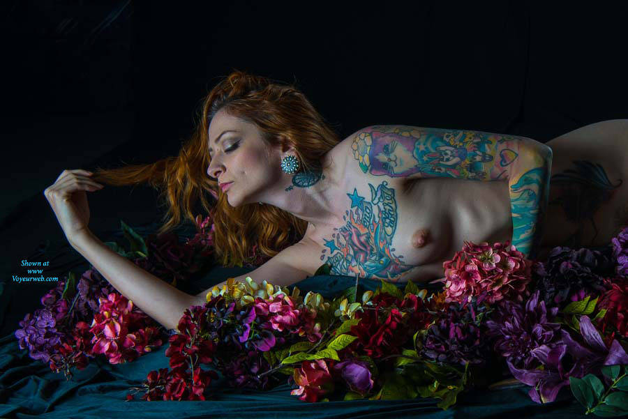 Pic #1Sexy With Flowers - Redhead, Tattoos
