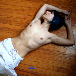 Topless Short Hair On The Floor - Dark Hair, Lying Down, Nipples, Short Hair, Showing Tits, Skirt, Small Tits , Nude, Floor, Small Tits, Topless, Short Hair