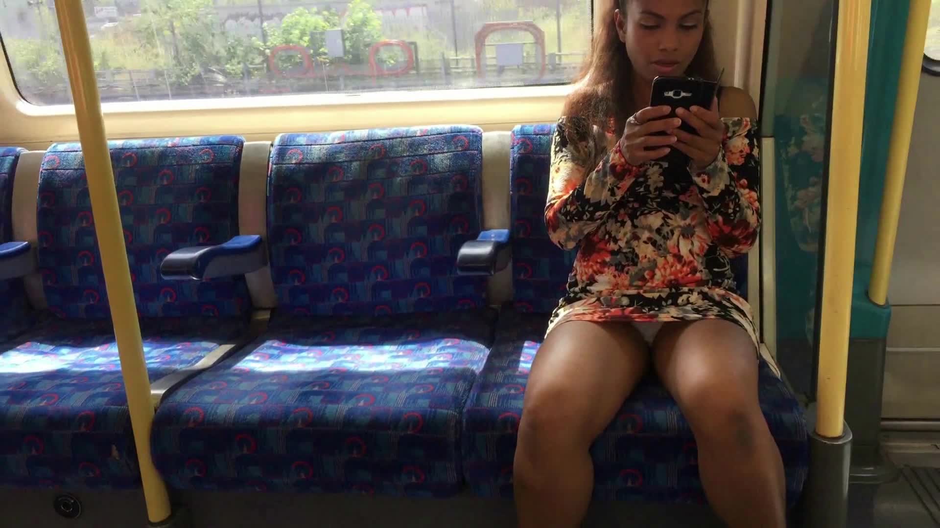 Pic #1Upskirt On A Public Train - Public Place, Voyeur Upskirts