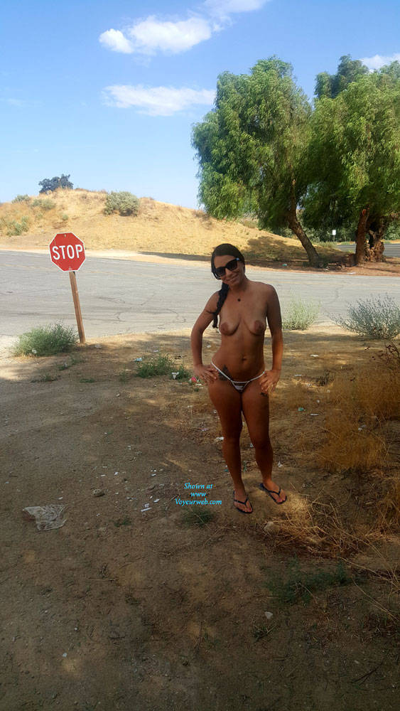 Pic #1Roadside - Big Tits, Brunette, Public Exhibitionist, Outdoors, Amateur