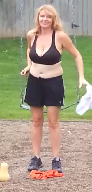 Pic #1Tami At The Swingset - Topless Girls, Big Tits, Blonde, Outdoors