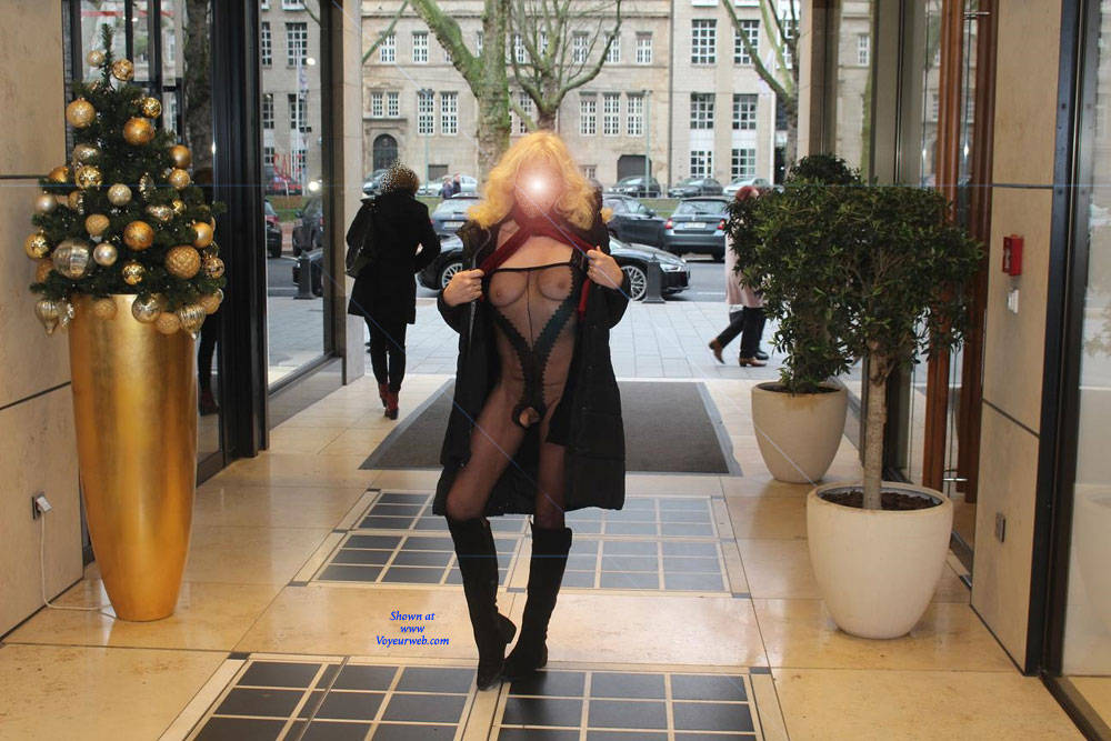 Pic #1Duesseldorf 2018 Part 1 - Public Exhibitionist, Flashing, Lingerie, Outdoors, Public Place, See Through