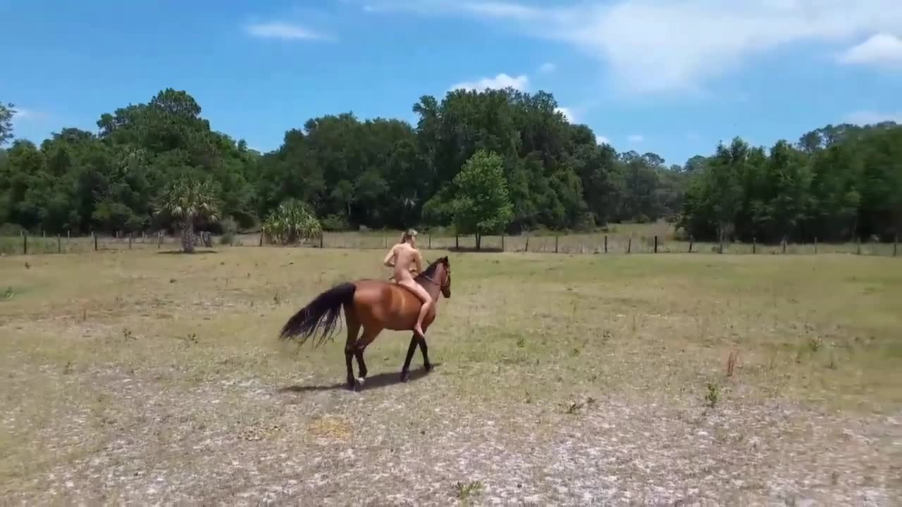 Pic #1Naked Out For A Bareback Ride - Nude Girls, Blonde, Outdoors, Amateur