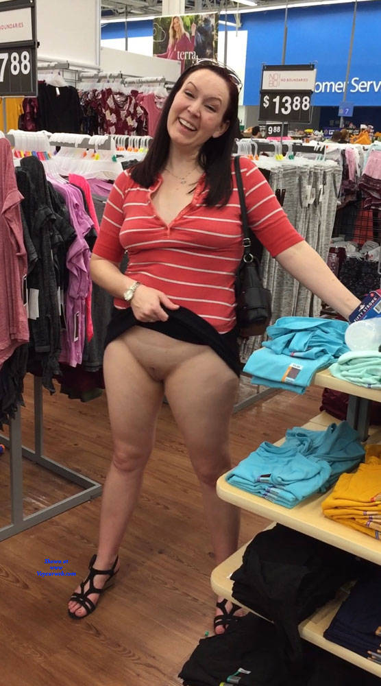 Pic #1Public Flashing In Walmart - Brunette, Public Exhibitionist, Flashing, Public Place, Shaved, Amateur, Pantieless Wives