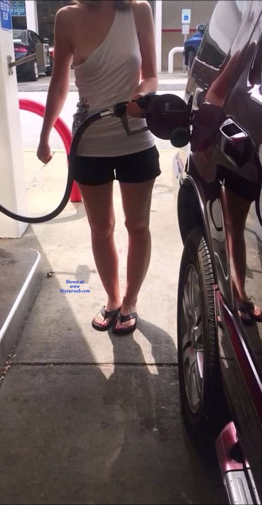 Pic #1Getting Gas - Public Exhibitionist, Flashing, Outdoors, Public Place, Amateur