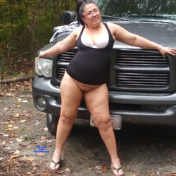 Pic #1 Fun Outside - Pantieless Girls, Brunette, Outdoors, Amateur