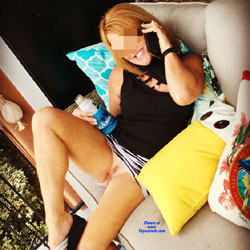 Pic #1 Wife Upskirt - Pantieless Wives, Mature, Outdoors, Amateur