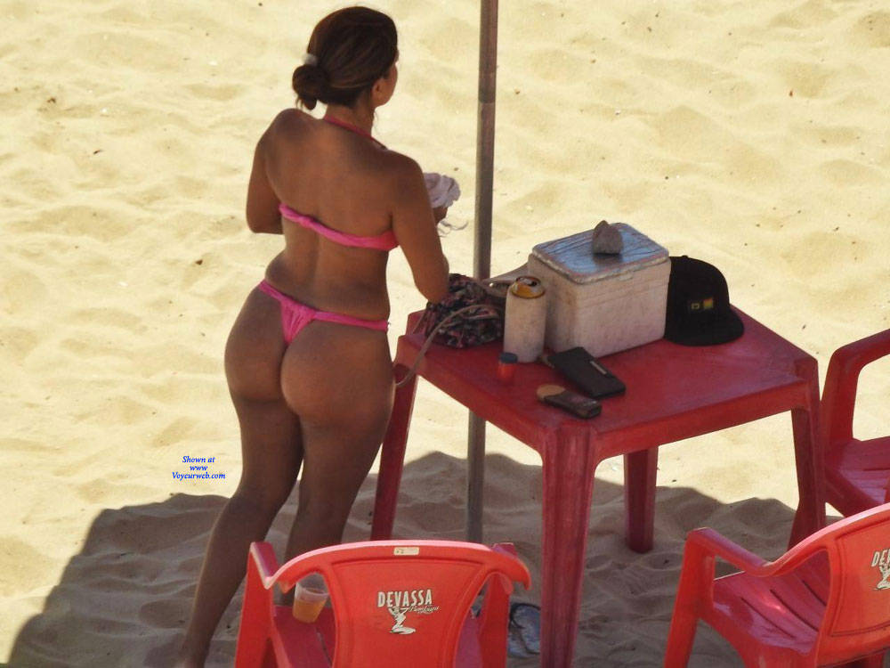 Pic #1Pink Bikini In Janga Beach - Beach, Brunette, Outdoors, Bikini Voyeur