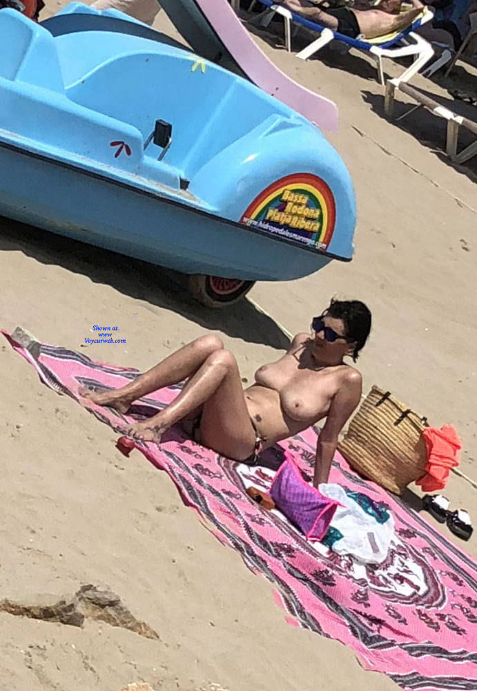 Pic #1Sitges Summer 2018 - Topless Girls, Beach, Big Tits, Brunette, Outdoors, Beach Voyeur