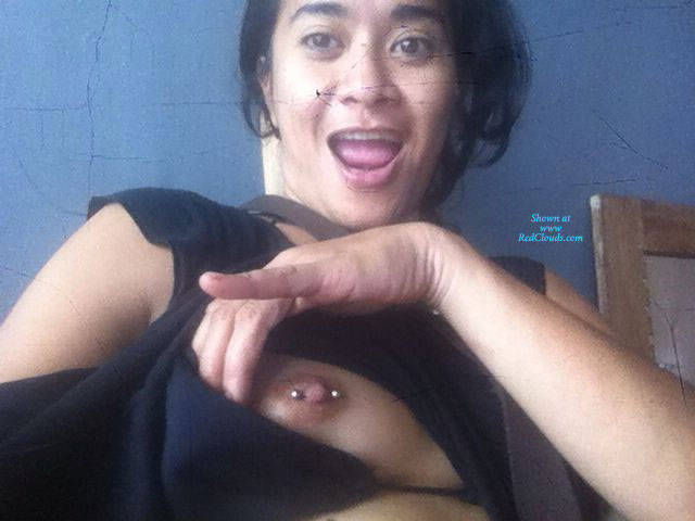 Pic #1Showing Off Her Pussy - Amateur, Gf, Body Piercings, Brunette