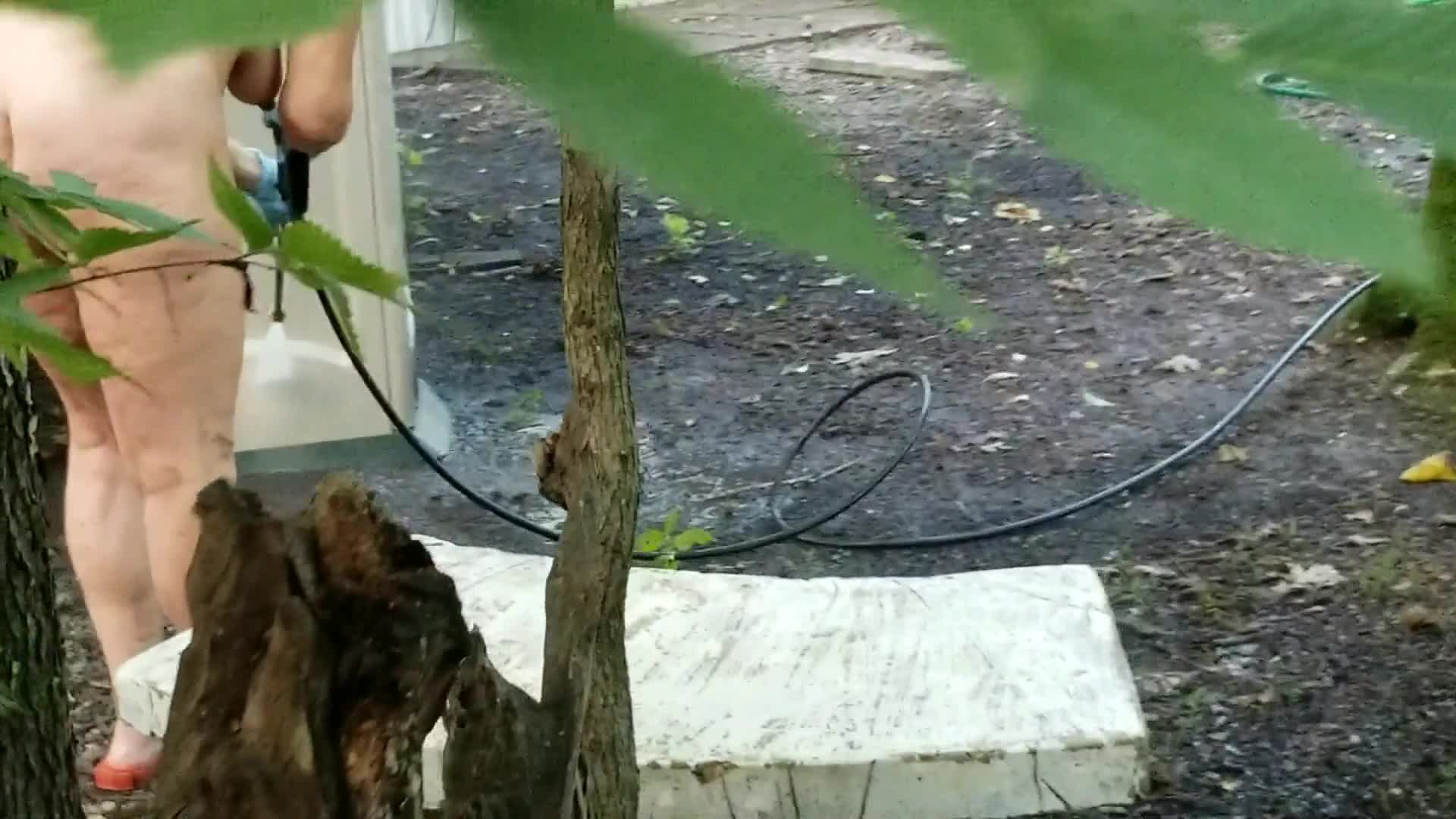 Pic #1Naked Power Washing - Nude Girls, Big Tits, Outdoors, Amateur