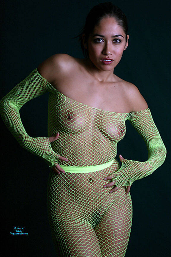 Pic #1Green Outfit - Big Tits, Brunette, Lingerie, See Through, Amateur