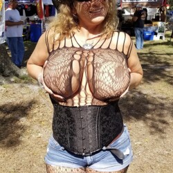 Very large tits of a neighbor - Big titty lady