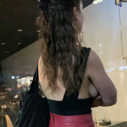 Pic #1Side Boob Sidewalk - Brunette, Public Place
