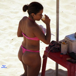 Pic #1 Pink Bikini From Recife City - Beach, Brunette, Outdoors, Bikini Voyeur