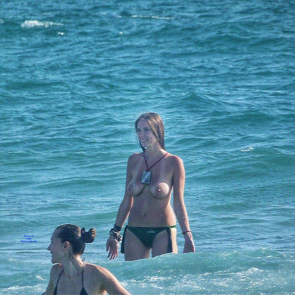 Pic #1Beach Beauty - Topless Girls, Beach, Big Tits, Brunette, Outdoors, Beach Voyeur