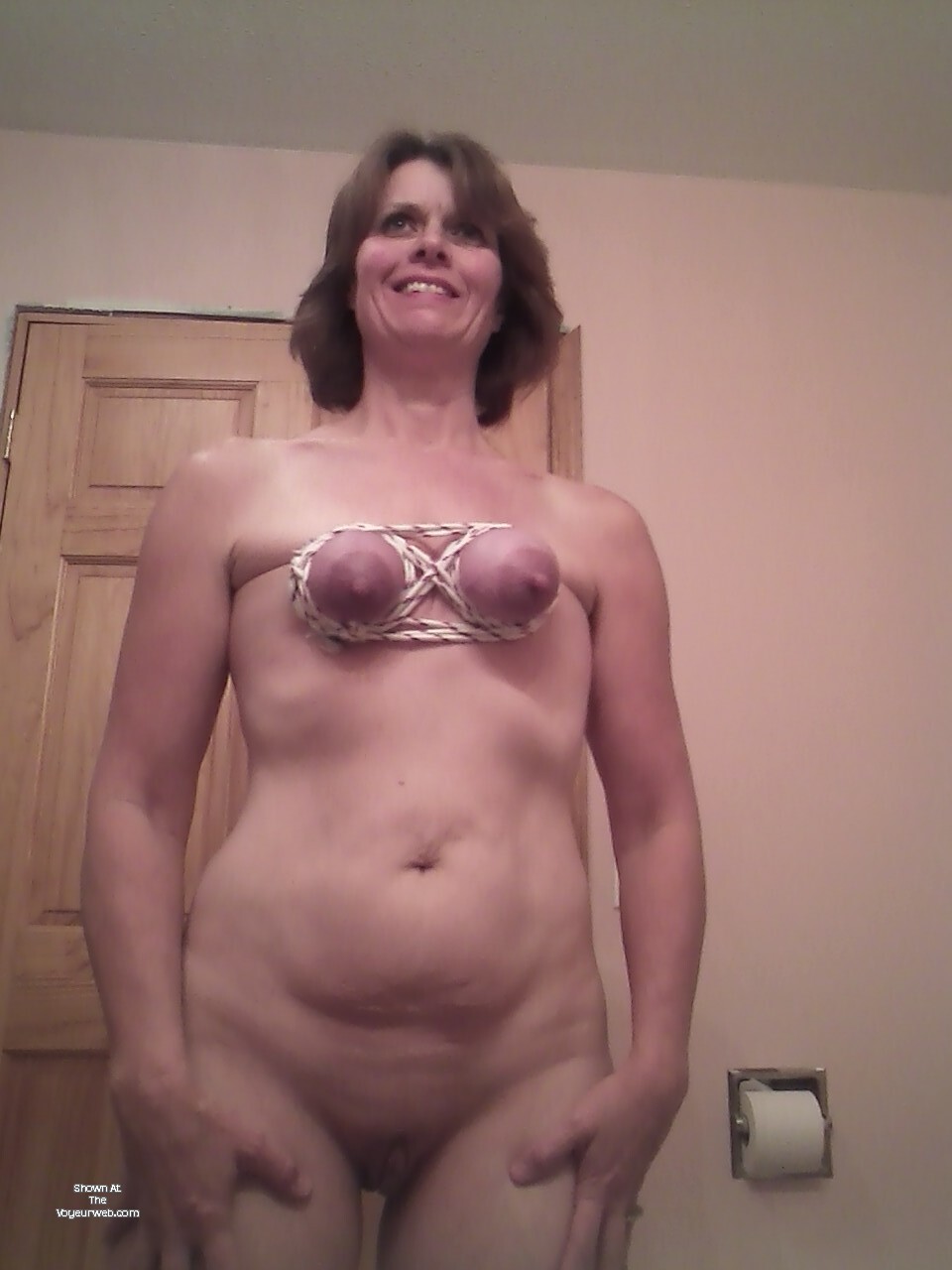 Pic #1 Very small tits of my wife - Tied titties