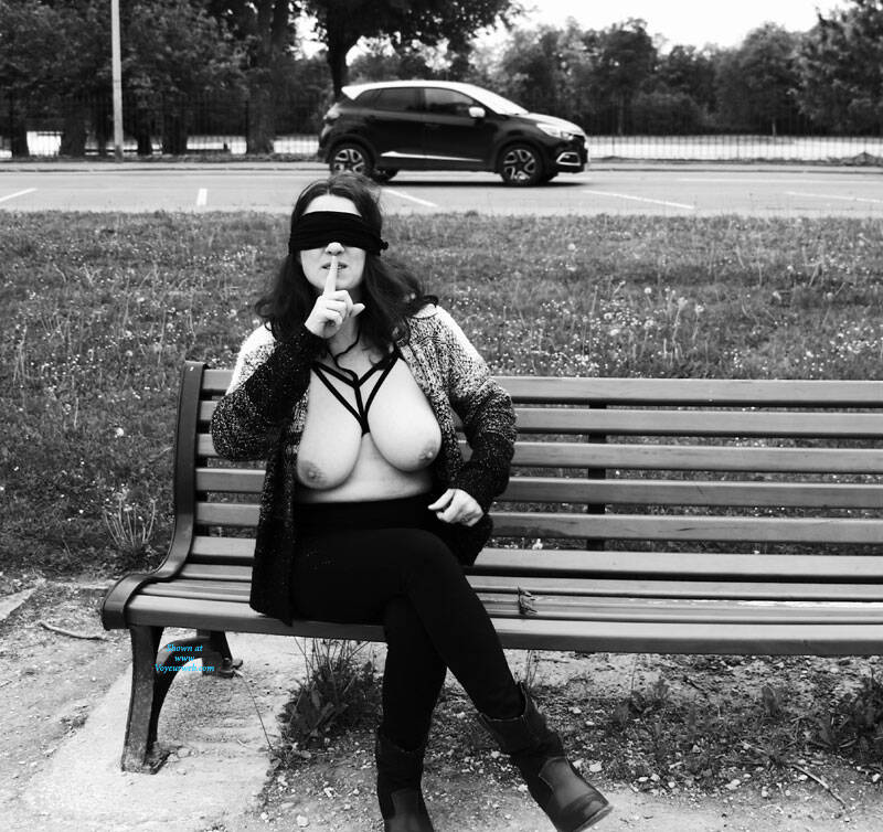 Pic #1Photoshoot - Big Tits, Brunette, Public Exhibitionist, Flashing, Outdoors, Public Place, Amateur